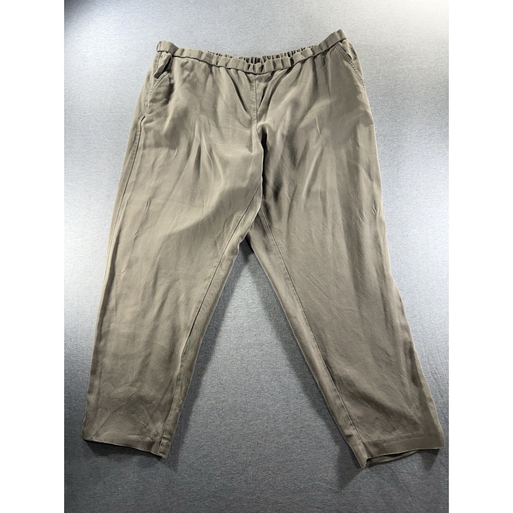 Eileen Fisher Gray Pull-On Cropped Pants Women's Elastic Waist Side Slits Sz 1X